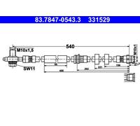 ATE 83.7847-0543.3 Flexible de frein pour AUDI,SEAT,SKODA,VW