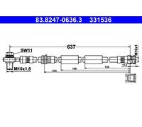 ATE 83.8247-0636.3 Flexible de frein pour AUDI,CUPRA,SEAT,SKODA,VW