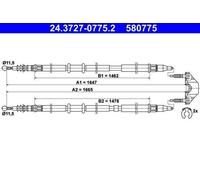ATE Câble de frein à main Câble De Frein à Main 24.3727-0775.2 arrière 1647mm