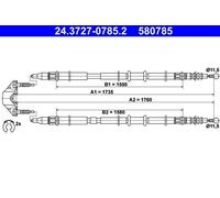 ATE Câble de frein à main Câble De Frein à Main 24.3727-0785.2 arrière 1735mm