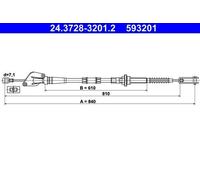 ATE Câble d'embrayage Câble d'Embrayage 24.3728-3201.2 pour KIA Picanto (SA)