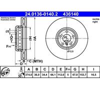 ATE Disque De Frein Ventilé Avant Droit Pour BMW 8 Cabriolet X7 G31 F95 G05 G21
