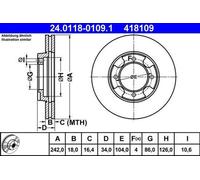ATE Disques de frein (2 pièces) 24.0118-0109.1