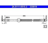 ATE Flexible de frein Durite de frein 24.5111-0510.3 Essieu avant 510mm M10x1mm