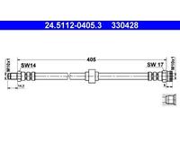 ATE Flexible de frein Durite de frein 24.5112-0405.3 Essieu avant 405mm M10x1mm