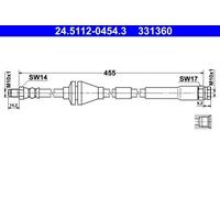 ATE Flexible de frein Durite de frein 24.5112-0454.3 Essieu avant pour FIAT