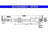 ATE Flexible de frein Durite de frein 24.5124-0420.3 à l'arrière 420mm M10x1mm