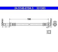 ATE Flexible de frein Durite de frein 24.5140-0194.3 190mm M10x1mm