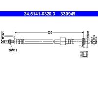ATE Flexible de frein Durite de frein 24.5141-0320.3 Essieu avant 320mm M10x1mm