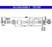 ATE Flexible de frein Durite de frein 24.5162-0390.3 Essieu avant 390mm M10x1mm