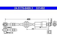 ATE Flexible de frein Durite de frein 24.5176-0400.3 Essieu avant 400mm