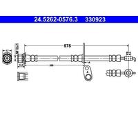 ATE Flexible de frein Durite de frein 24.5262-0576.3 Essieu avant gauche 575mm