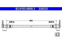 ATE Flexible de frein Durite de frein 83.6103-0600.3 600mm M12x1mm