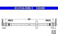 ATE Flexible de frein Durite de frein 83.6124-0380.3 Essieu avant 380mm M10x1mm