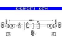 ATE Flexible de frein Durite de frein 83.6255-0337.3 Essieu avant gauche pour VW