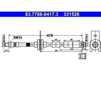 ATE Flexible de frein Durite de frein 83.7788-0417.3 à l'arrière pour FORD 419mm