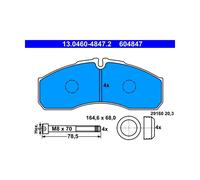 ATE Kit de plaquettes de frein disque 13.0460-4847.2 pour Renault Trucks, Iveco