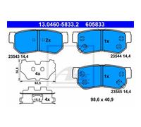 ATE Plaquette de Freins 13.0460-5833.2 Sabots pour Kia Sportage Je _ Km _