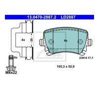 ATE Plaquette de Freins 13.0470-2887.2 Sabots de Frein pour Audi Tt Roadster 8J9