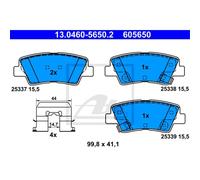 ATE Plaquettes De Frein Arrière Pour Hyundai I10 BA IA 1.0 Tucson TLE 1.6 GDi