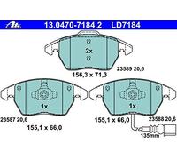 ATE Plaquettes de freins Avant contact de signal d'usure inclus Épaisseur 20,6mm 13.0470-7184.2 Compatible avec VW Golf V 3/5 portes 1K1 Golf VI 3/5 portes 5K1 Polo V 3/5 portes 6R1, 6C1