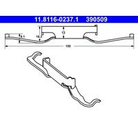 ATE Ressort, étrier de frein 11.8116-0237.1 pour FIAT, VW, ALFA ROMEO, CITROËN