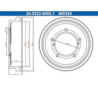 ATE 24.0222-0003.1 Tambour de frein