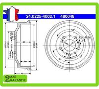 2x ATE Tambour de frein Frein à Tambour 24.0225-4002.1