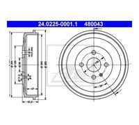 ATE 24.0225-0001.1 Tambour de frein