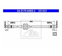 Ate Tuyau De Frein Avant Pour Volvo 440 K 480 E 460 L 24.5170-0465.3