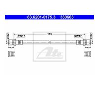 ATE Tuyau de Frein Conduite Arrière pour Porsche 924 944 968 83.6201-0175.3