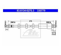 ATE Tuyau de Frein Conduite Arrière pour Volvo V70 I 850 Break 83.6134-0270.3