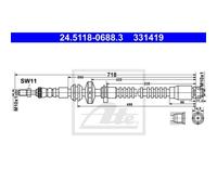 ATE Tuyau de Frein Conduite Avant pour BMW 5er Touring 7er 24.5118-0688.3