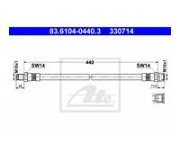 ATE Tuyau de Frein Conduite Avant pour Mercedes-Benz Aileron 83.6104-0440.3