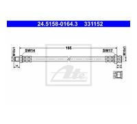 ATE Tuyau de Frein Conduite Avant pour Mitsubishi Pajero Sport I II