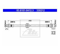 ATE Tuyau de Frein Conduite Avant pour Porsche 924 944 83.6101-0412.3
