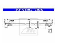 ATE Tuyau de Frein Conduite Avant pour VW Passat Berline Variant