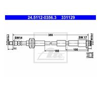 Ate Tuyau De Frein Ligne De Frein Avant Pour Fiat 500 C Panda Van 24.5112-0356.3