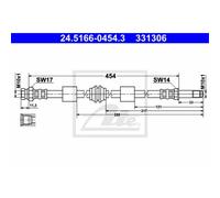 ATE Tuyau De Frein Ligne De Frein Avant Pour VW Sharan Van Galaxy 24.5166-0454.3