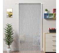 Ateasierlife Rideau de porte - Moustiquaire à ficelles - Rideaux de fenêtre et de portes avec perles - Séparateur de pièce, cuisine et extérieur - Gris - 100 x 200 cm