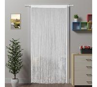 Ateasierlife Rideau de porte - Moustiquaire à ficelles - Rideaux de fenêtre et de portes avec perles - Séparateur de pièce, cuisine et extérieur - Blanc - 100 x 200 cm