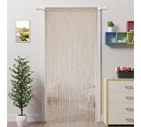 Ateasierlife Rideau de porte - Moustiquaire à ficelles - Rideaux de fenêtre et de portes avec perles - Séparateur de pièce, cuisine et extérieur - Champagne - 100 x 280 cm