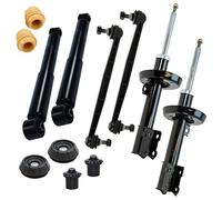 ATEC Germany 4x amortisseurs à gaz avant et arrière jambe de suspension y compris palier de dôme &, kit de protection contre la poussière + 2x barre de couplage, Compatible avec OPEL ASTRA G (T98)(