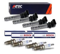 ATEC Germany 4x Bobine d'allumage à tige Bobine d'allumage, 4x Bougie d'allumage Iridium FR6HI332