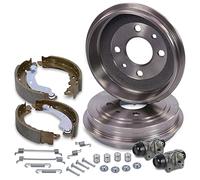 ATEC Germany Kit de frein essieu arrière y compris 2x tambours de frein 4x mâchoires de frein avec kit de montage 2x cylindres de frein de roue (aluminium) Compatible avec FIAT 500, PANDA, FORD KA