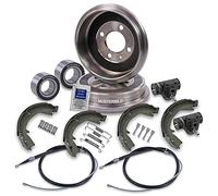 ATEC Germany Kit de frein essieu arrière y compris 2x tambours de frein 4x mâchoires de frein avec kit de montage 2x cylindres de frein de roue 2x roulements de roue 1x câble de frein à main droite