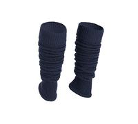 Ateena Jambières en Laine pour Dames, d'Hiver en Tricot Doux au Crochet à Motif à Chevron, Femmes Guêtres pour la Danse, Ballet, Poignets de Bottes Chunky, S/M size, Bleu marine
