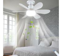 ATEEZ Ventilateur De Plafond Lumiere Avec Telecommande Silencieux Plafonnier Ventilateur De Plafond Port À Vis E27 Dimmable Ventilateur Lumineux Pour Salon Chambre Chambre D'enfant-white||52CM