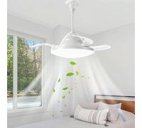 ATEEZ Ventilateur Plafond Avec Lumiere Avec Telecommande Lames Rétractables Silencieux Plafonnier Ventilateur Design Moderne Suspendue Boom Lampe Ventilateur Plafond Pour Chambre Salon-57CM