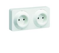 ateha prise de courant double horizontale 2P complet - HAGER WJC142B